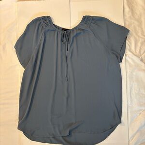 Ann Taylor Slate Blue Blouse with Tie-Neck